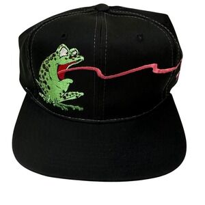 Vintage 1995 Budweiser Frog Snapback Hat Black American Needle Beer Bowtie Logo